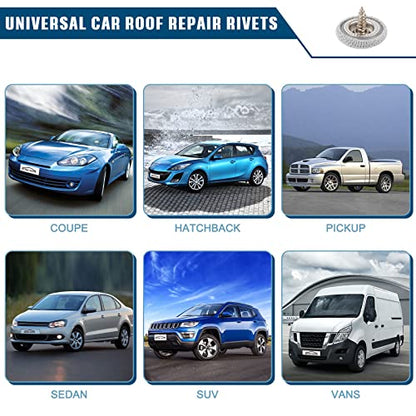 OTUAYAUTO 60PCS Car Roof Headliner Repair Kit | Auto Roof Snap Rivets Retainer Roof Flannelette Fixed Buckle with Installation Tool, for Truck, SUV, UV, Car (Gray) - size: 60Pcs 6 Sizes Repair Kits for Truck SUV UV Car