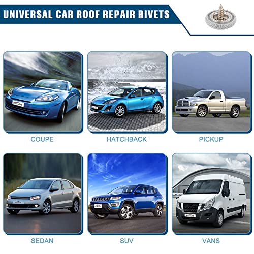 OTUAYAUTO 60PCS Car Roof Headliner Repair Kit | Auto Roof Snap Rivets Retainer Roof Flannelette Fixed Buckle with Installation Tool, for Truck, SUV, UV, Car (Gray) - size: 60Pcs 6 Sizes Repair Kits for Truck SUV UV Car