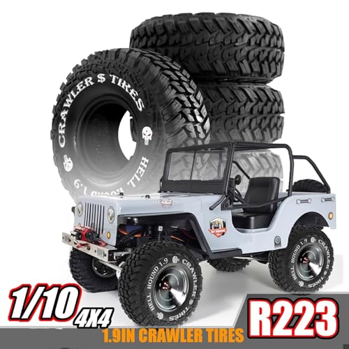1.9 Inch RC Crawler Tires OD 118mm 1/10 Soft Rubber Wheels Tyres For 1:10 Scale Crawler Car Traxxas TRX4 RC4WD D90 Axial SCX10 II Tamiya CC01 Gen8 Redcat 1.9" Beadlock Wheels 4Pcs