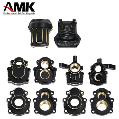 1/10 RC Crawler FMS FCX10 295g Brass Counter Weight Upgrades Kit, Brass Portal Covers Weights/Axle Diff Cover/Inner Portal Covers/Steering Knuckles for 1/10 FMS FCX10 K5 Upgrades Part