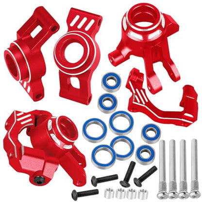 RC Aluminum Caster Block & Steering Blocks & Rear Stub Axle Carriers & Steering Bellcranks Upgrades Part for 1/16 Mini Maxx 4WD (Car Model:#107154-1#108046-1#108164-1#108076-1),Red - color: Red-(for 1/16）
