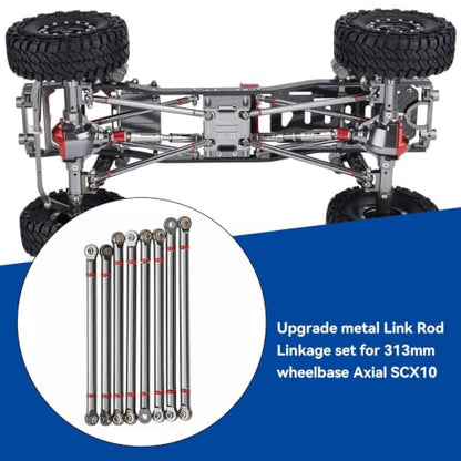 RC Link Rods, 8Pcs Aluminium Alloy Rod Links Linkage Chassis 313mm Wheelbase for Axial SCX10 1/10 Scale RC Crawler Car Steering Linkage Upper & Lower Upgrade Parts(Ti) - color: Ti