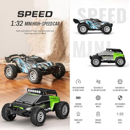 RC Off-Road Vehicle Model, 1/32 Scale 4WD Mini Electric 2.4G Remote Control High Speed Drift Off-Road, Mini Racing Drift Car for Adults - color: Blue/S658