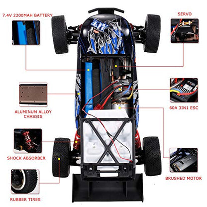 GoolRC WLtoys 124018 RC Car, 1/12 Scale 2.4GHz Remote Control Car, 4WD 60km/h High Speed Racing Car, Off-Road Buggy Drift Car RTR with Aluminum Alloy Chassis, Zinc Alloy Gear and 1 Battery - size: 1 battery
