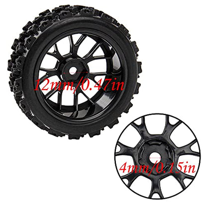 OD 2.83'' 12mm Hex Hub Wheel Rims & Rubber Tires Compatible with Kyosho HSP Tamiya HPI 1/10 1/12 On-Road Touring Car,WLtoys 1/14 144001 Traxxas 1/16 Slash 1/18 A959B RC Buggy,Black