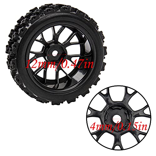 OD 2.83'' 12mm Hex Hub Wheel Rims & Rubber Tires Compatible with Kyosho HSP Tamiya HPI 1/10 1/12 On-Road Touring Car,WLtoys 1/14 144001 Traxxas 1/16 Slash 1/18 A959B RC Buggy,Black