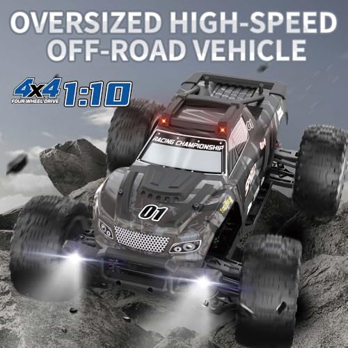 X-Verse KF10 1/10 RC Cars for Adults Fast 50KM/H, RC Trucks Offroad Waterproof with 3S Battery, 4WD High Speed All Terrain RC Truggy (3 Battery) - color: Kf10 Gray