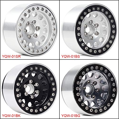 INJORA 1.9 Aluminum Beadlock Wheel Rim for 1:10 RC Crawler (Black&Gray) - color: Black&Gray