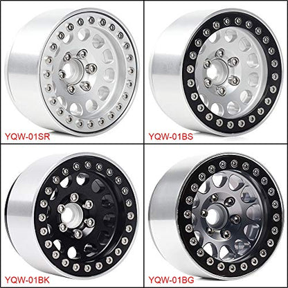 INJORA 1.9 Aluminum Beadlock Wheel Rim for 1:10 RC Crawler (Black&Gray) - color: Black&Gray