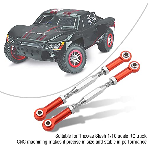 RC Steering Rod Arm, Aluminum Alloy Steering Linkage for Slash 1/10 Scale RC Truck with CNC Machining and Anodized Surface (2) - color: 2