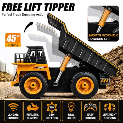 Remote Control Dump Truck RC Truck Construction Vehicle Truck Toys with Rechargeable Battery for Toddlers Kids Boys and Girls - style: Dump Truck