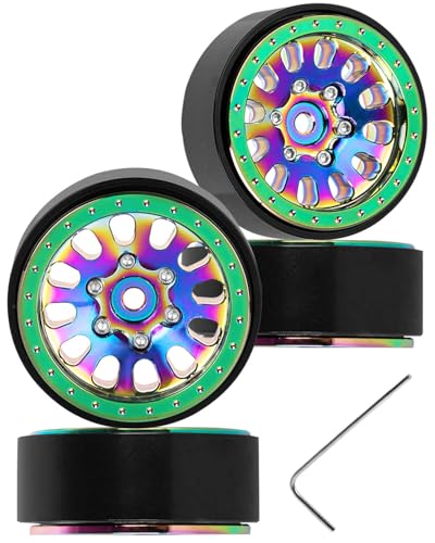 RC Wheel Rims for 1/18 TRX4M,1/24 SCX24 RC Crawler Car,4PCS RC 1.3 Beadlock Wheel Rims Aluminum Rings Deep Dish Wheel Rims,Colour - color: Colour - (1.3 Rims)