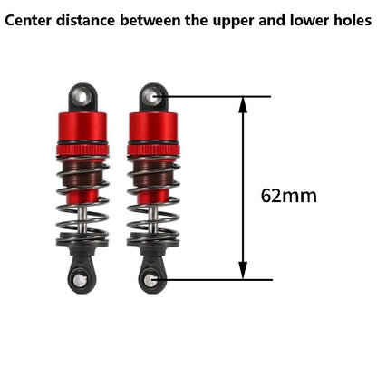 1/10 RC Oil Leakproof Shocks,2Pcs Adjustable Oil Filled Shocks 52mm-120mm for 1/10 RC Buggy Truggy On Road Touring Drift Cars Monster Trucks Upgrade Parts (2PCS 62mm Red) - color: 2PCS 62mm Red