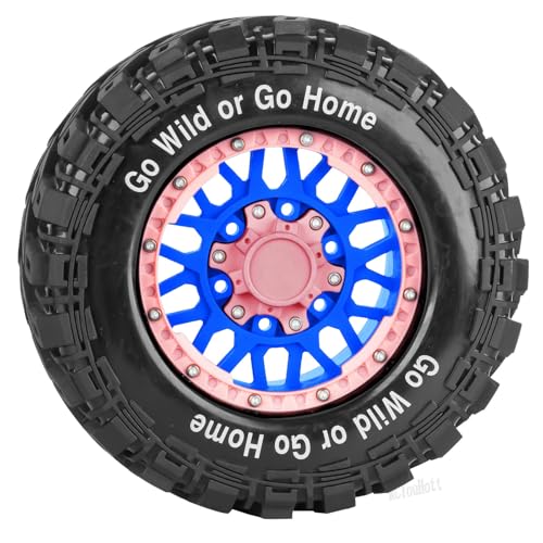 RC Truck Tires Wheel for 1/10 Big Rock Granite Vortek 3s / Stampede Rustler RC Car,4-Pack RC Wheels Tires Plastic Wheels w/12mm/14mm/17mm Replaceable Hex,Blue-Pink - color: Blue-pink- (Rc Tires Wheel)