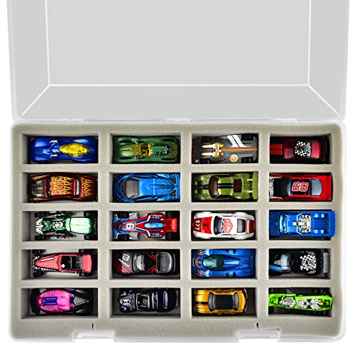 ADAM FULLCASE Hot Wheels Storage Case for 20 Toy Cars, Carrying Box | Portable 20-car Organizer with Fitted Compartments for Die-cast Collections, Easy Storage, Display and Travel, Box Only