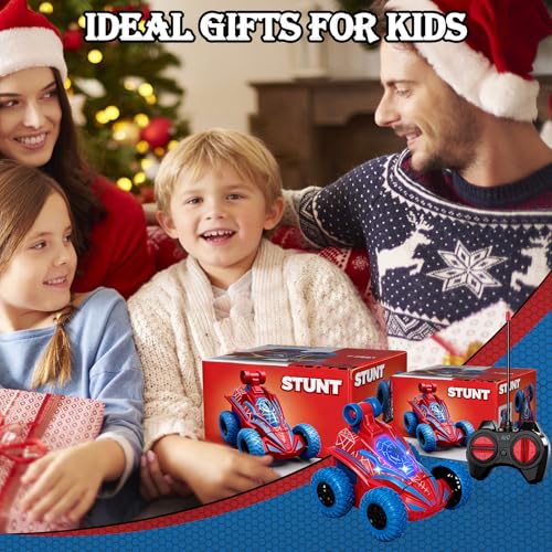 Spider Remote Control Car, 360°Rotation Rc Stunt Car with Cool Flashing Light, Superhero Car Toys for Kid, Indoor & Outdoor 4wd Toy Car, Birthday Gift for Boy Ages 3 4 5 6 7 8 9 10 11 12 - style: Spider