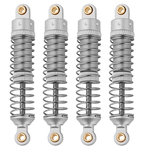 4PCS 53mm/59mm/66mm Aluminum Shocks Absorbers Oil Long Threaded Damper for 1/18 RC Crawler TRX4M TRX-4M Bronco Defender K10 Upgrade Parts (59mm Silver) - color: 59mm Silver