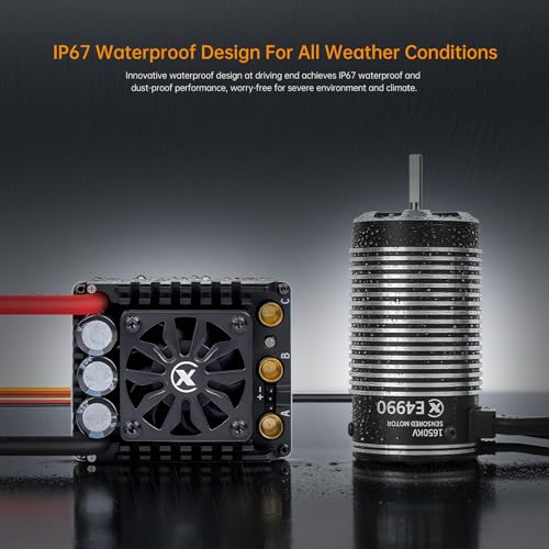 XC E4990 Motor & E6 Sensored Brushless ESC Combo for RC Car,3-8S Lipo,200A Continuous Current,Supprot APP Control,Applicable to:1/6 On-Road,Off-Road,Short Course,1/7 Monster(Heavy Load)