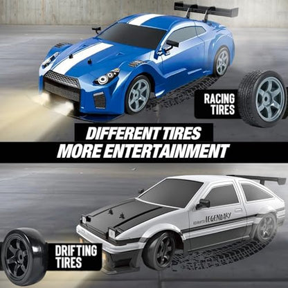 Liberty Imports RC Drift Car 1/16 2.4GHz 4WD Remote Control Sport Racing On-Road Vehicle with LED Light, Batteries and Drift Tires (Blue) - color: Blue