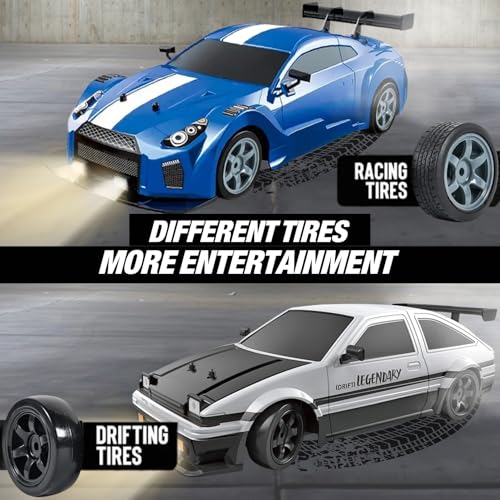 Liberty Imports RC Drift Car 1/16 2.4GHz 4WD Remote Control Sport Racing On-Road Vehicle with LED Light, Batteries and Drift Tires (White) - color: White