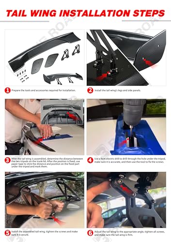 57" Car Rear GT Wing Spoiler, ABS & Aluminum Alloy Universal Rear Spoiler with Adjustable Bracket, Carbon Fiber - style: Carbon Fiber
