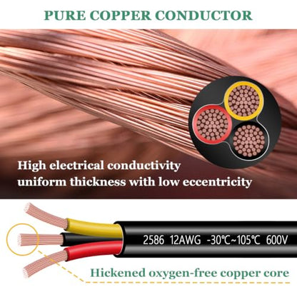 12 Gauge Wire 3 Conductor,12 AWG Electrical Wire Stranded PVC Cord Oxygen-Free Copper Cable,26FT 3 Core Pure Copper Flexible Cable Wire for LED Lamp Lighting Strips Automotive (12AWG-3C, 26FT)… - size: 26FT, style: 12AWG-3C