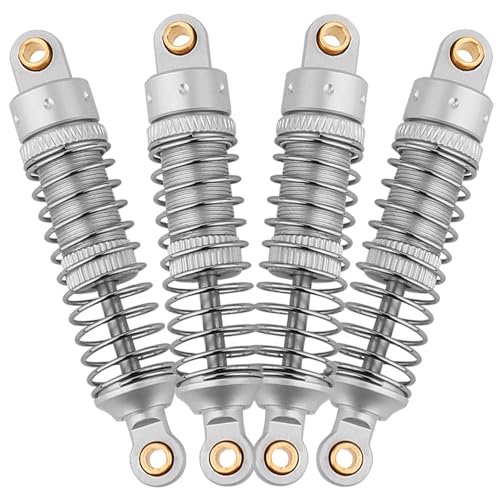 4PCS 53mm/59mm/66mm Aluminum Shocks Absorbers Oil Threaded Damper for 1/18 RC Crawler TRX4M TRX-4M Bronco Defender K10 Upgrade Parts,Silver Color Spring (53mm silver) - color: 53mm silver