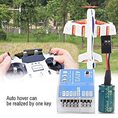 Jadeshay RC Flight Controller, F50A 3 Axle Gyro A3 V2 Flight Controller Stabilizer System with Four Flight Modes for RC Fixed Wing Airplane Enthusiasts