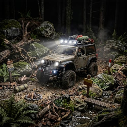 Jiawu RC Car Light Bar Kit, 4 LEDs Lights Roof Lights, Headlight Universal for 1/12 1/14 /16/18 RC Crawler Off Road Car Truck Accessories, Pre Wired Plug and Play