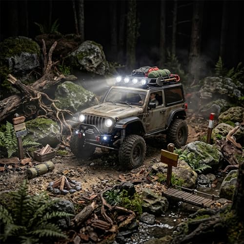 Jiawu RC Car Light Bar Kit, 4 LEDs Lights Roof Lights, Headlight Universal for 1/12 1/14 /16/18 RC Crawler Off Road Car Truck Accessories, Pre Wired Plug and Play