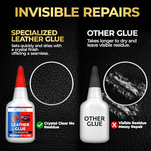 Adhesive Guru Leather Glue (4x0.7 oz) Super Glue for Purses, Sofas and Furniture Repair, Ideal for DIY, Upholstery and Leathercraft. Waterproof, Compitable with Aerosol Accelerator - 4 Pack - size: 4 Pack, style: Leather Glue