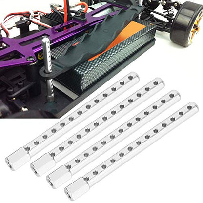 T best RC Car Shell Column, 4Pcs Aluminum Alloy RC Car Body Shell Post Holder RC Spare Parts for HSP 1/10 122037(Silver)