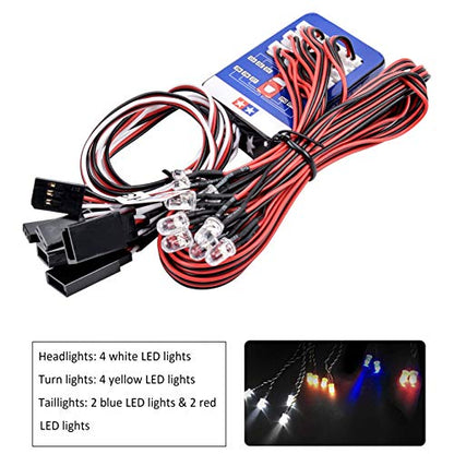 12 RC Car LED Lighting Kit Steering Brake Simulation Flash Light for 1/10 Scale Models Yokomo Tamiya HSP HPI AXIAL RC4WD Traxxas