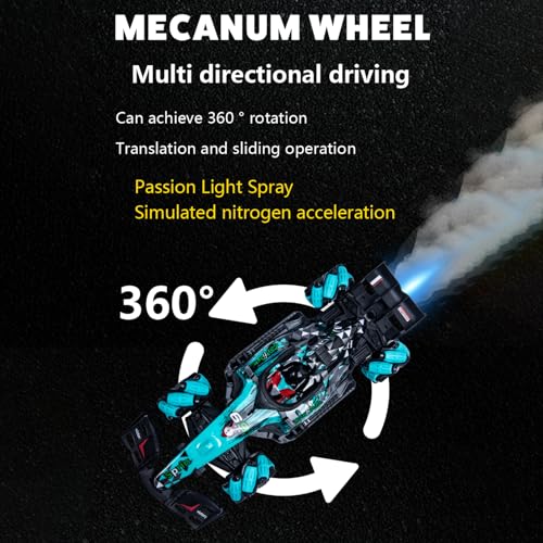 Remote Control Car, Gesture Sensing RC Stunt Car with Spray, 1:14 Scale 4WD 2.4GHz 360° Rotating Drift RC Cars with 3 Battery (Yellow) - color: Yellow, size: 3 Batteries