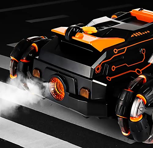 Chandler RC Car Rechargeable USB 6 Wheels Drive Smoke Light Dual Grip Remote Control Hand Gesture Sensor an Off Road Climbing Drift Stunt 360 Degree Rotating Flipping Back Car JC03 (Orange) - color: Orange