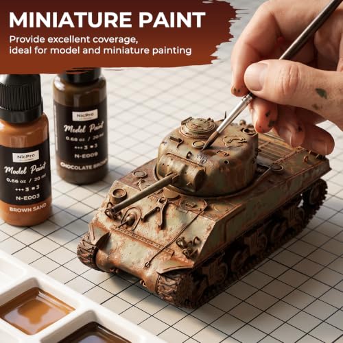 Nicpro 10 Colors Rust & Weathering Model Paint Set, 20ml | Modeling Acrylic Paints, Brush & Airbrush Compatible Miniature Paint for Model, Vehicle, Terrain & 3D Prints, with 1 Thinner - style: Rust & Weathering