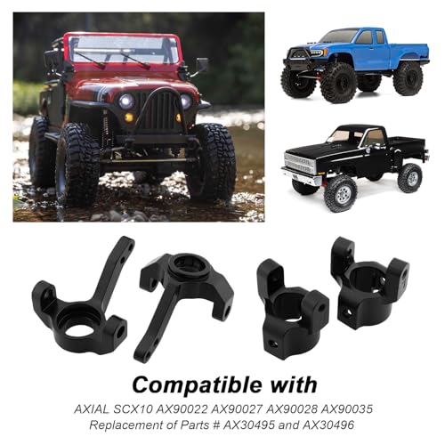 Hobbypark Steering Aluminum Knuckle & C Hub Carrier (L/R) Set for AXIAL SCX10 AX90022 AX90027 AX90028 AX90035 Option Parts
