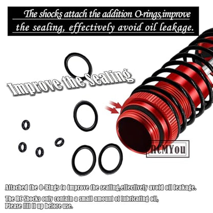 RC Shocks Absorber Upgrades Part for 1/10 Lasernut U4, Tenacity DB Pro,TENACITY TT Pro 4WD SCT,4PCS Aluminum Front Rear Big Bore RC Shocks Damper,90mm 100mm Metal Hop Ups,#LOS233011,Red - color: Red - 4pcs
