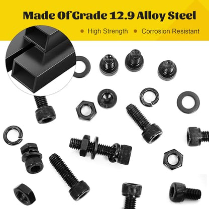 1760PCS Metric Screw Assortment Kit,M2 M3 M4 M5 Screws Set, Hex Socket Head Cap Bolts Nuts and Washers Kit for 3D Printing DIY, Grade 12.9 Alloy Steel, Black Zinc Plated - size: M2M3M4M5 1760pcs