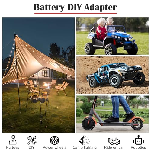 2 Packs 18V Adapter for Milwaukee M18 Battery Adapter for Power Wheel Battery Upgrade Conversion Kit with Switch, Fuse & Wire Terminals, 12AWG Wire, Power Tool Power Connector for DIY Rc Car Toys - size: 2 Pack