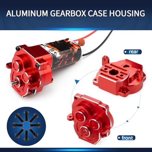 Aluminum Transmission Housing Gearbox Case for TRX4M 1/18th RC Crawler Car Upgrade Parts Accessories (Red) - color: Red