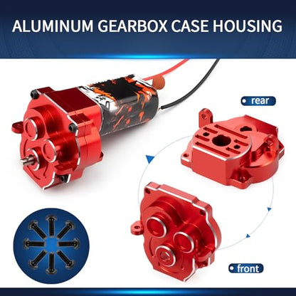 Aluminum Transmission Housing Gearbox Case for TRX4M 1/18th RC Crawler Car Upgrade Parts Accessories (Red) - color: Red