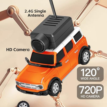 Wltoys 1:64 FPV RC Drift Car, 720P WiFi APP, 2.4GHz Gyro, Orange | HD Zero‑lag Camera, 3 Speeds & Suspension. Dual LED Lights. Smooth on Carpets/Tiles. APP Photo/Video/VR for Hobbyists - color: Orange