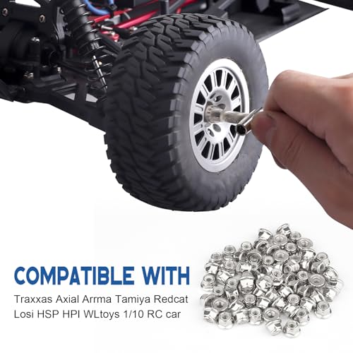 100PCS M4 Lock Nuts & Cross Wrench Hardware Tool Kit for Traxxas Axial Arrma Tamiya Redcat 1/10 RC Monster Truck Crawler Buggy Drift On-Road Car