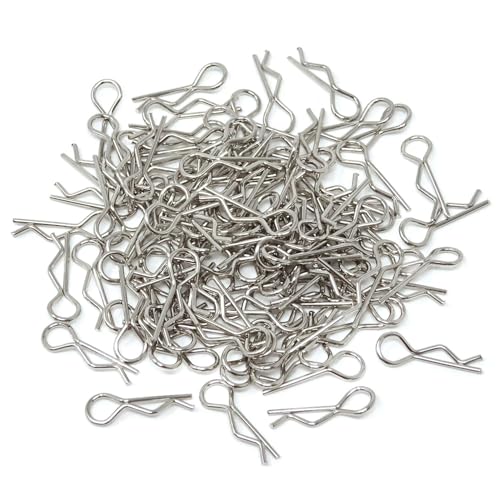 100PCS 1/16 Metal Car Truck Buggy Shell Body Clips Pins Silver Car Body Clips for for RC Vehicles (1/16)