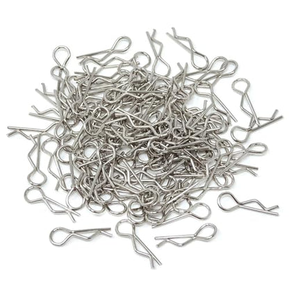 100PCS 1/16 Metal Car Truck Buggy Shell Body Clips Pins Silver Car Body Clips for for RC Vehicles (1/16)