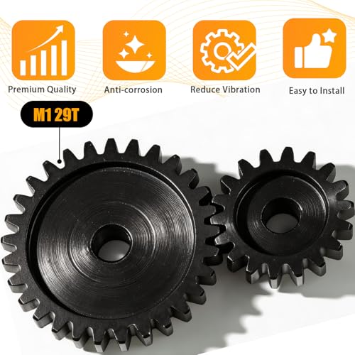 M1 Gear 29T 5mm Bore 3-Pack – High-Precision Hardened Steel Motor Pinion Gear for 1/8 1/10 RC Crawler, Monster Truck, Short Course Truck & Boat (Compatible with Traxxas Axial, FMS, HSP Redcat Losi) - style: M1 3Pcs 29T