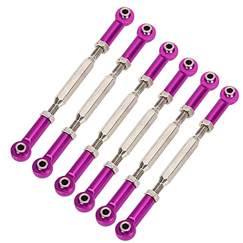 6Pcs 88mm Aluminum Alloy Adjustable Push Rods, Turnbuckle Rod Linkage for RC Car Upgrade Parts, Purple - color: Purple