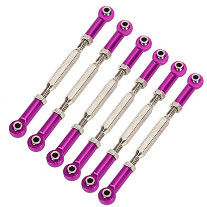 6Pcs 88mm Aluminum Alloy Adjustable Push Rods, Turnbuckle Rod Linkage for RC Car Upgrade Parts, Purple - color: Purple