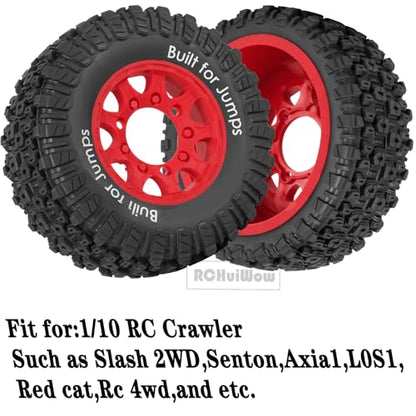 12mm/14mm/17mm Hex RC Tires for 1/10 RC Scale Truck Slash 2WD 4×4 Senton Axia1 L0S1 Red cat Rc 4wd,1/10 Short Course Truck Tires w/Foam Inserts,4PCS,Red - color: Red(4pcs)